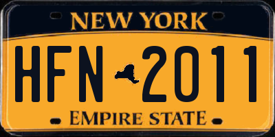 NY license plate HFN2011