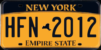 NY license plate HFN2012