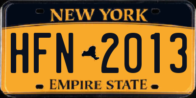 NY license plate HFN2013