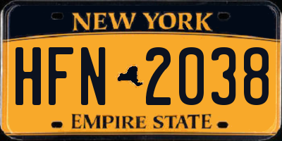 NY license plate HFN2038