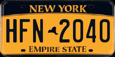NY license plate HFN2040