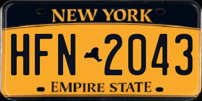 NY license plate HFN2043