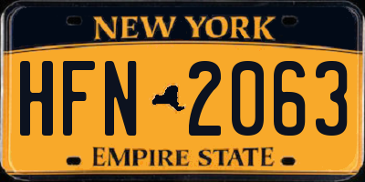 NY license plate HFN2063