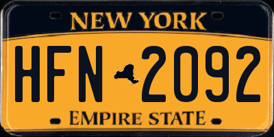 NY license plate HFN2092