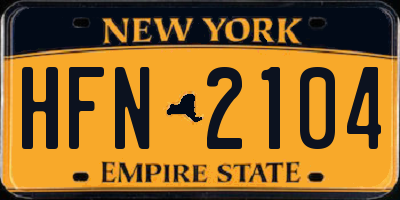 NY license plate HFN2104