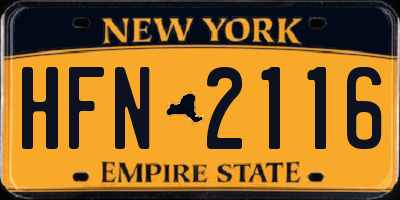 NY license plate HFN2116