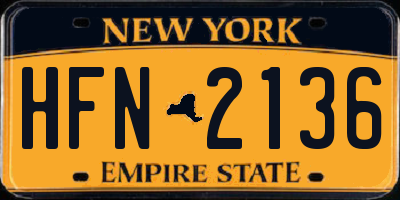 NY license plate HFN2136