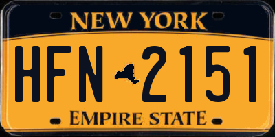 NY license plate HFN2151