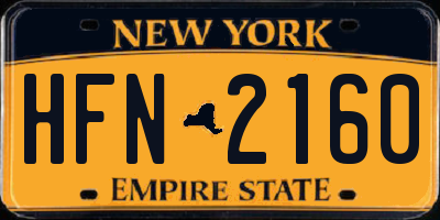 NY license plate HFN2160