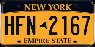 NY license plate HFN2167