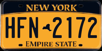 NY license plate HFN2172