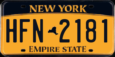 NY license plate HFN2181