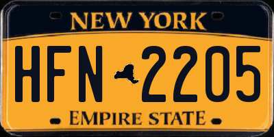 NY license plate HFN2205