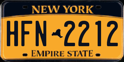 NY license plate HFN2212