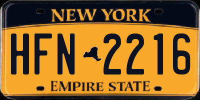 NY license plate HFN2216