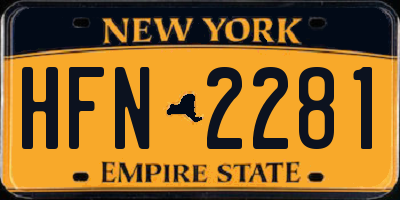 NY license plate HFN2281