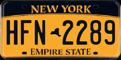 NY license plate HFN2289