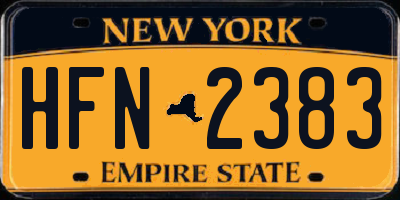 NY license plate HFN2383