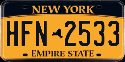 NY license plate HFN2533