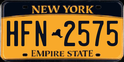 NY license plate HFN2575