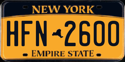 NY license plate HFN2600