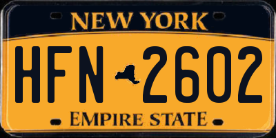 NY license plate HFN2602