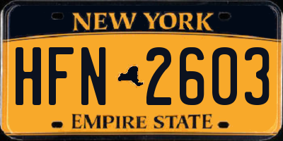 NY license plate HFN2603