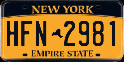 NY license plate HFN2981