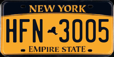 NY license plate HFN3005