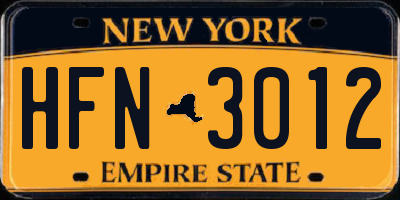 NY license plate HFN3012