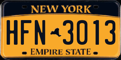 NY license plate HFN3013