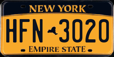 NY license plate HFN3020