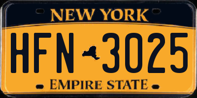NY license plate HFN3025