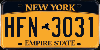 NY license plate HFN3031
