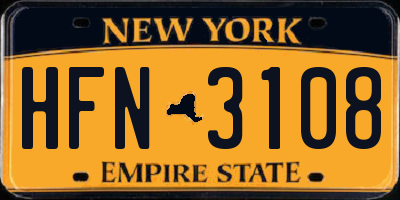 NY license plate HFN3108