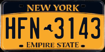 NY license plate HFN3143