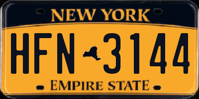 NY license plate HFN3144