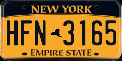 NY license plate HFN3165