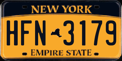 NY license plate HFN3179