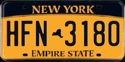 NY license plate HFN3180