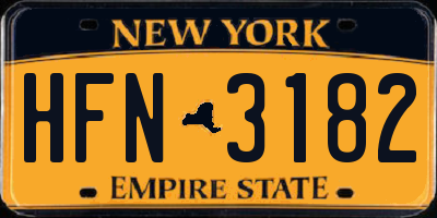 NY license plate HFN3182