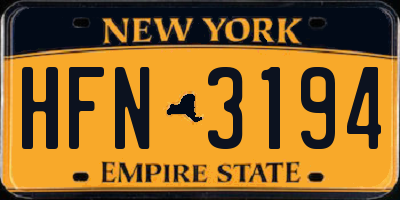 NY license plate HFN3194