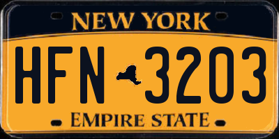 NY license plate HFN3203
