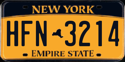 NY license plate HFN3214