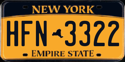 NY license plate HFN3322