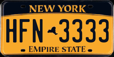 NY license plate HFN3333