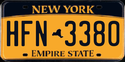 NY license plate HFN3380