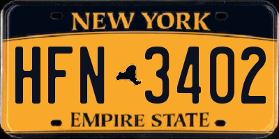 NY license plate HFN3402