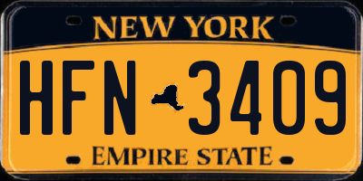 NY license plate HFN3409