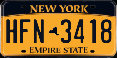 NY license plate HFN3418